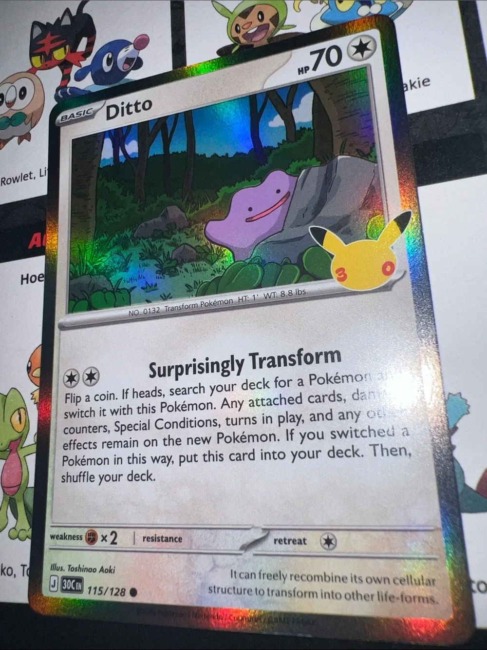 Pokemon Ditto Holofoil Card - Purple, Green, Blue
